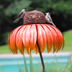 Garden Bird Feeder Flower-Shaped Metal Stake Weather-Resistant