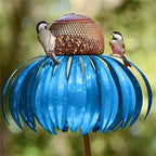 Garden Bird Feeder Flower-Shaped Metal Stake Weather-Resistant