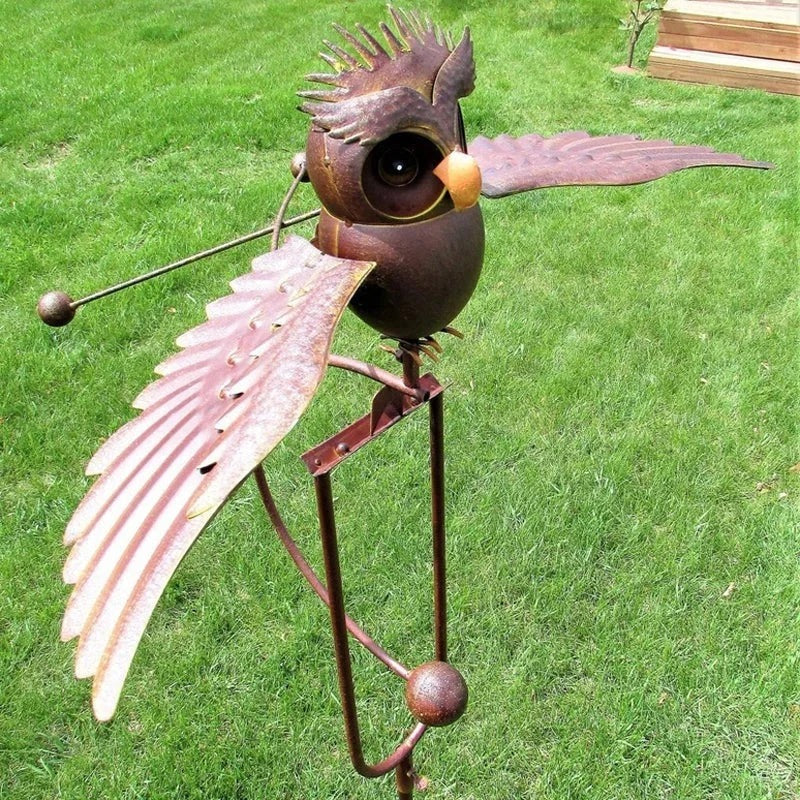 Garden Bird Sculpture Realistic Flapping Wings Powder-Coated Metal