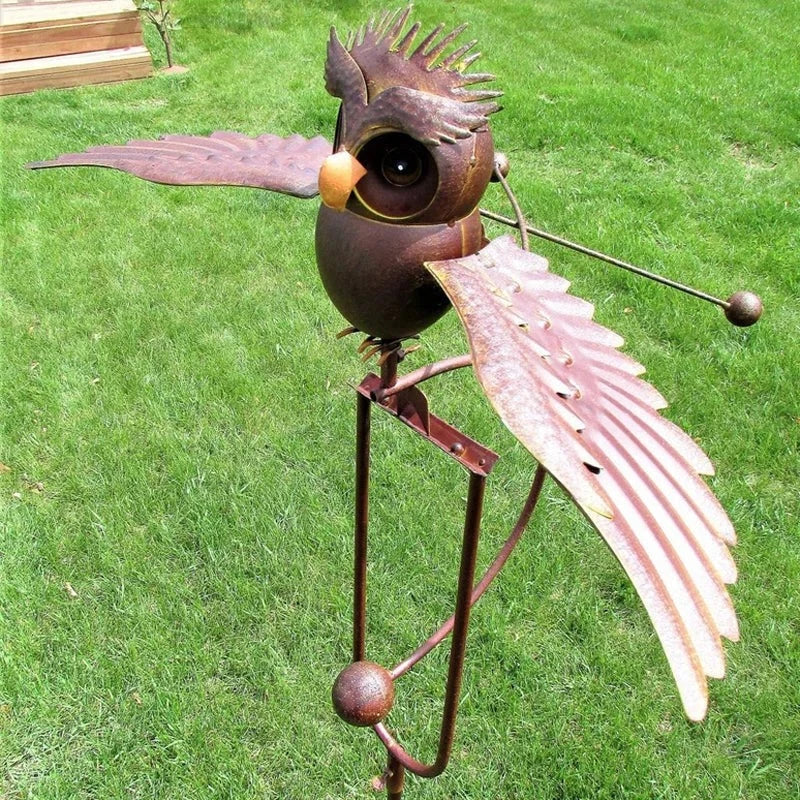 Garden Bird Sculpture Wind-Driven Weather-Resistant Metal