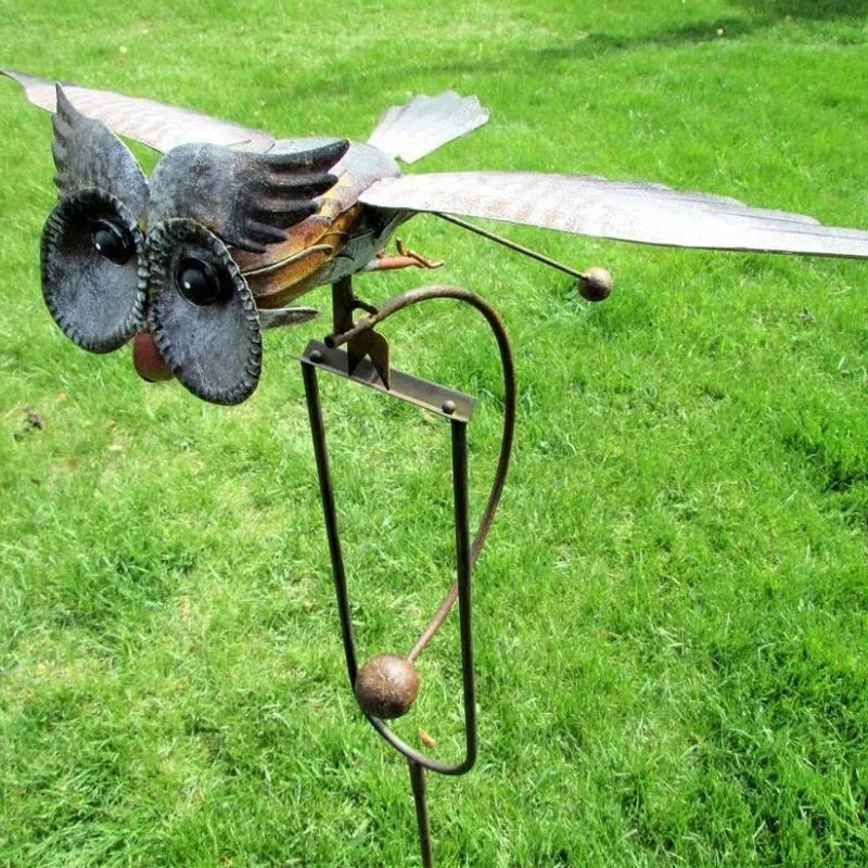 Garden Bird Sculpture Wind-Driven Weather-Resistant Metal
