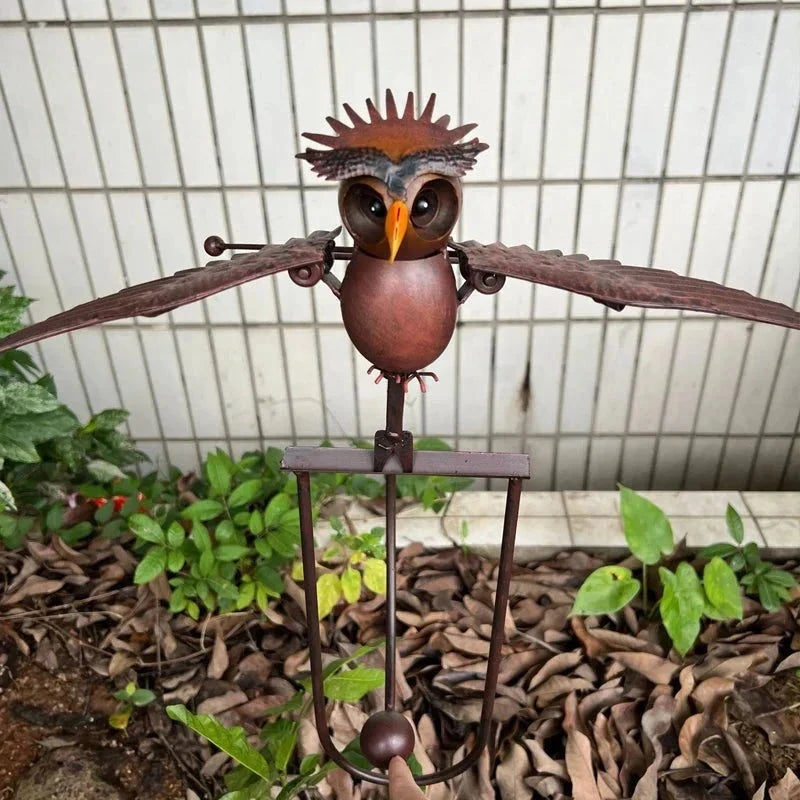 Garden Bird Sculpture Wind-Driven Weather-Resistant Metal
