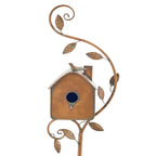 Garden Birdhouse Stake Copper-Tone Metal & Nesting Box