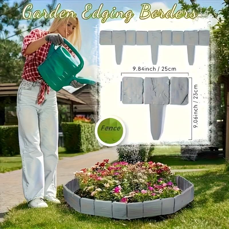 Garden Border Panel Interlocking Stone-Look Weather-Resistant