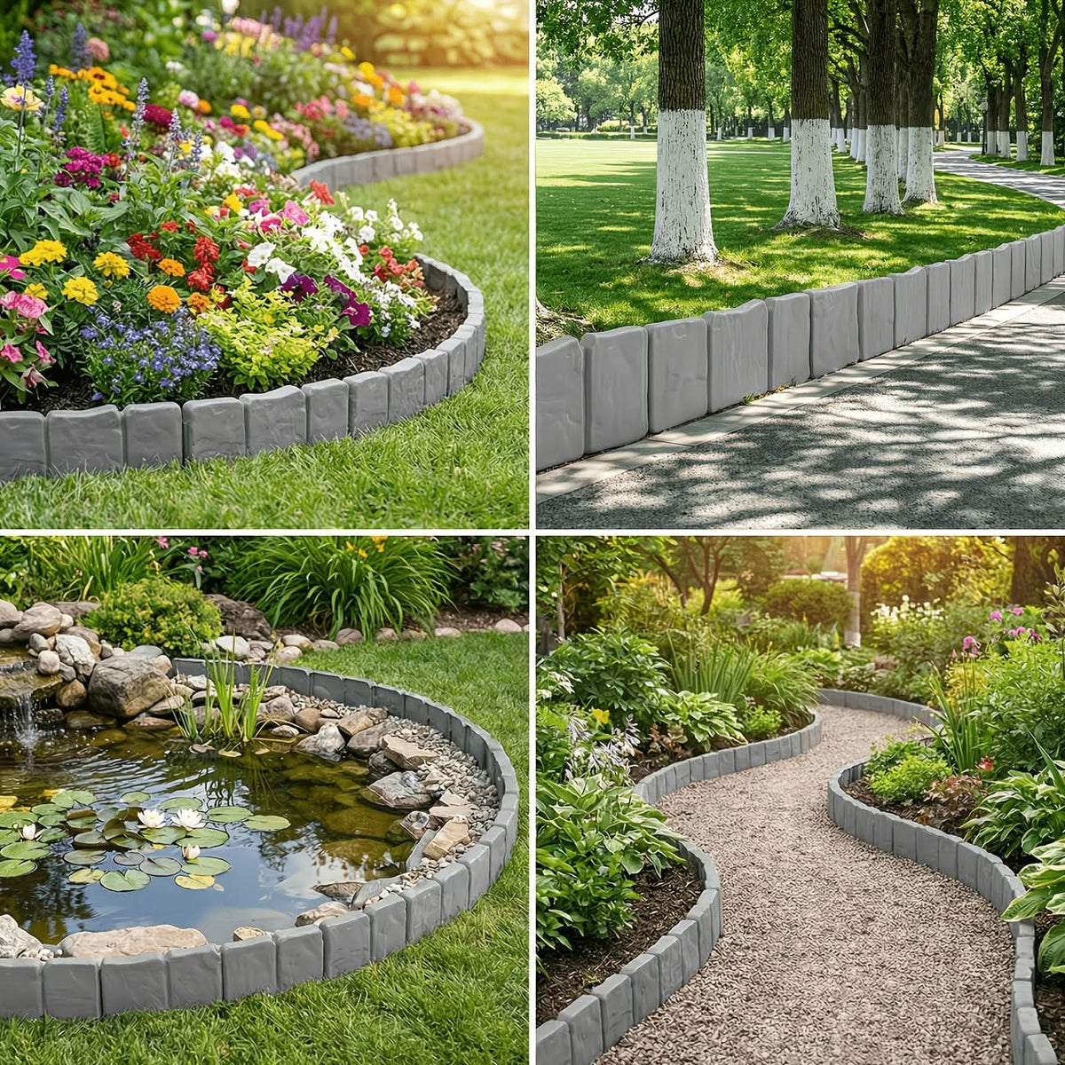 Garden Border Panel Interlocking Stone-Look Weather-Resistant