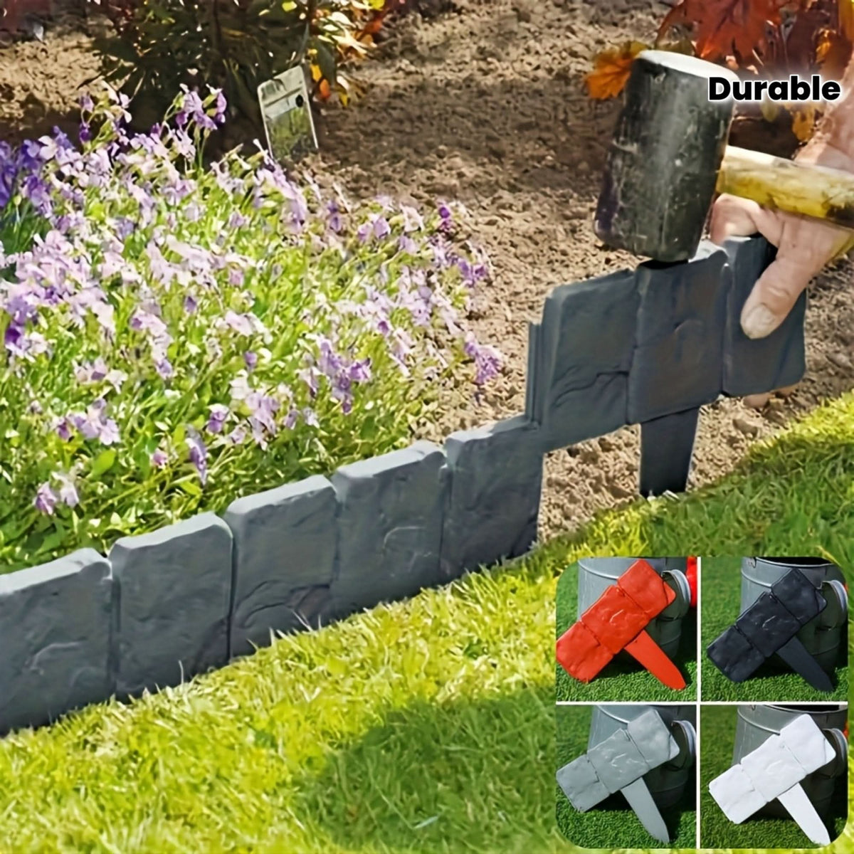 Garden Border Panel Interlocking Stone-Look Weather-Resistant