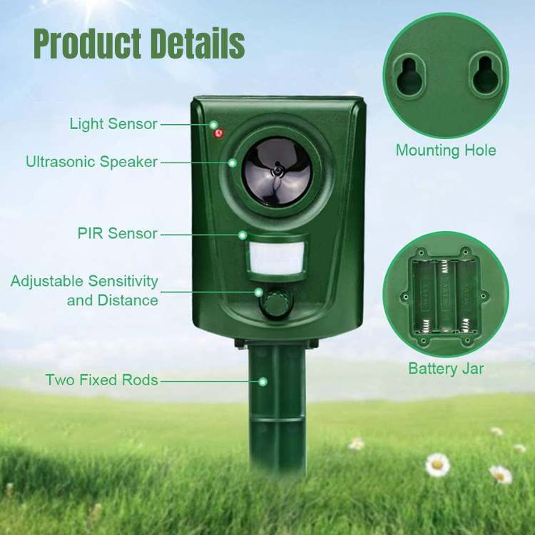 Garden Cat Repellent Motion-Activated Ultrasonic Weather-Resistant