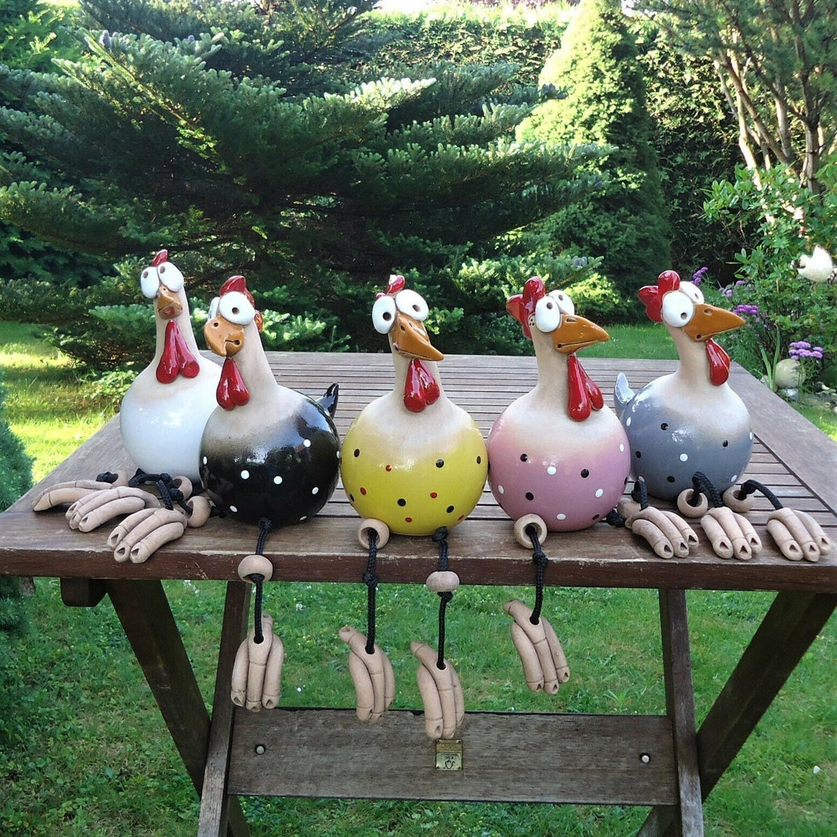 Garden Chicken Decoration Weather-Resistant Set of 2