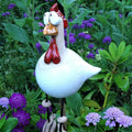 Garden Chicken Figurine Weather-Resistant Hand-Painted Resin