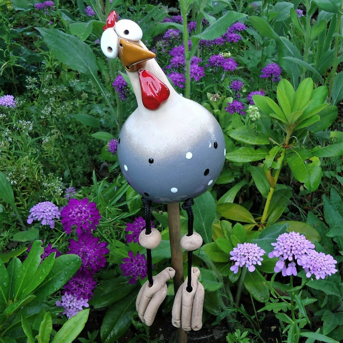 Garden Chicken Figurine Weather-Resistant Hand-Painted Resin