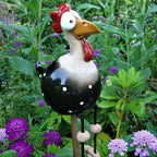 Garden Chicken Figurine Weather-Resistant Hand-Painted Resin