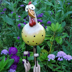 Garden Chicken Figurine Weather-Resistant Hand-Painted Resin