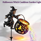 Garden Decoration Handcrafted LED-Lit Witch Figure
