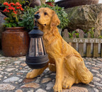 Garden Dog Statue Solar-Powered LED Weather-Resistant Resin