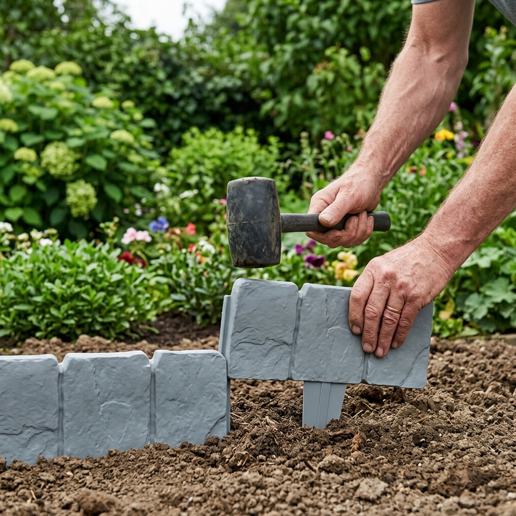 Garden Edging Panels Faux Stone Tool-Free Installation