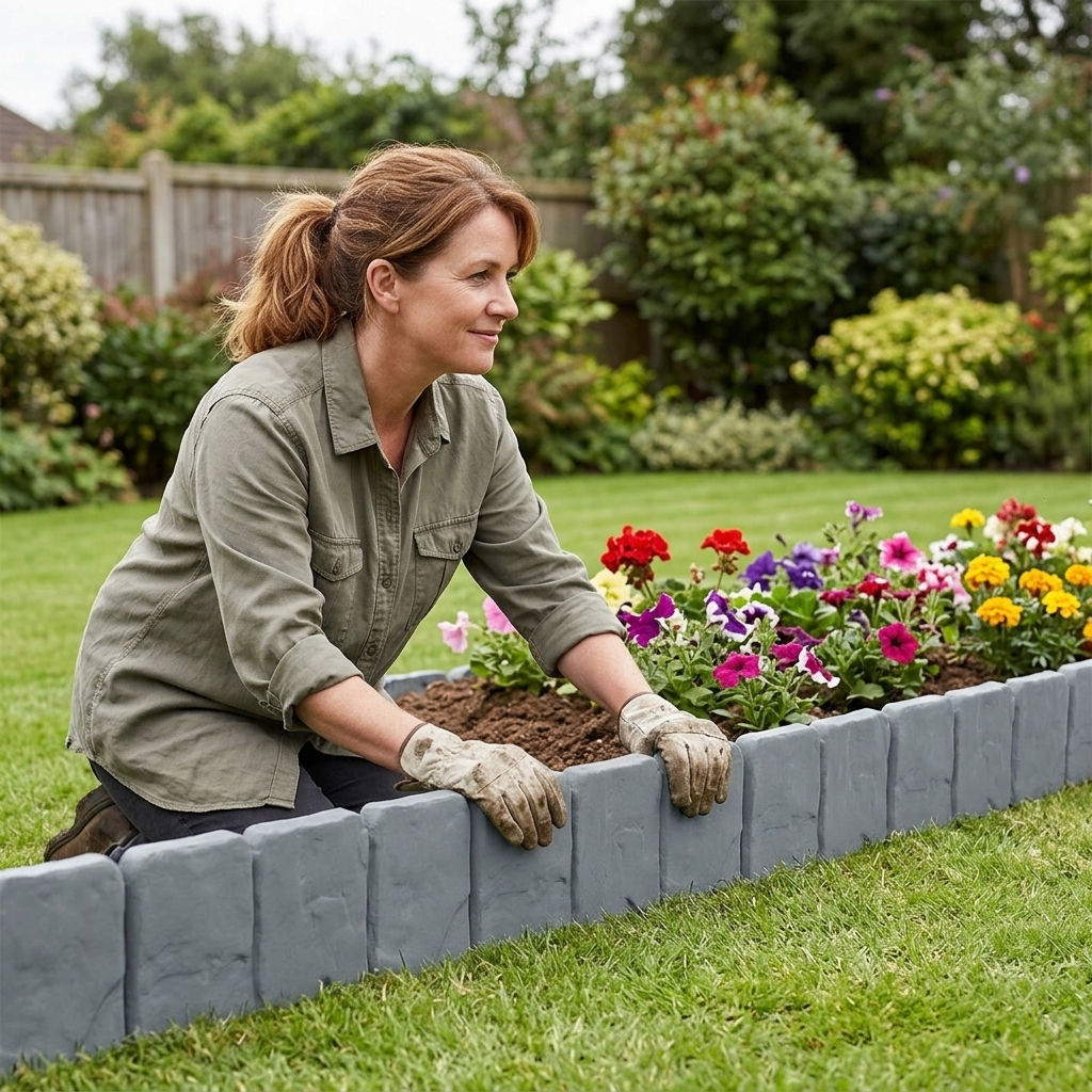 Garden Edging Panels Faux Stone Tool-Free Installation