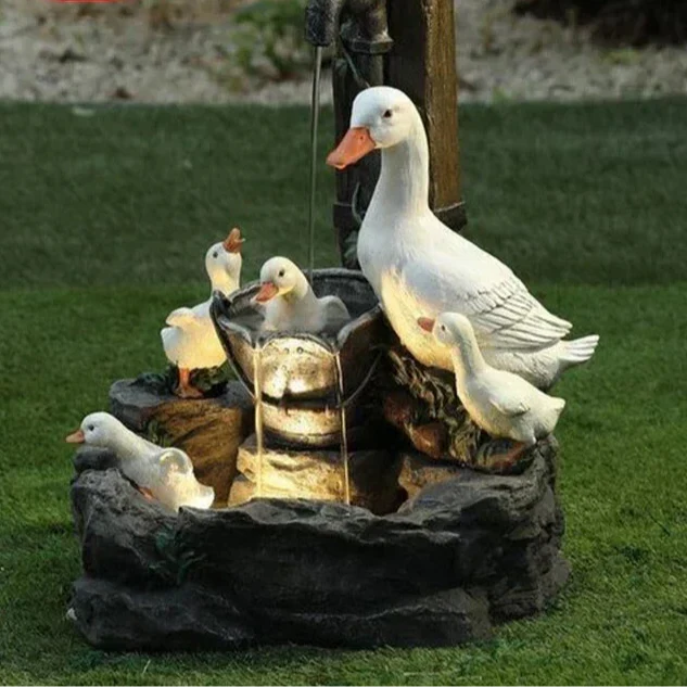 Garden Fountain Solar-Powered Warm LED Weather-Resistant Resin