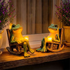 Garden Frog Statue Solar-Powered Automatic Light Weather-Resistant