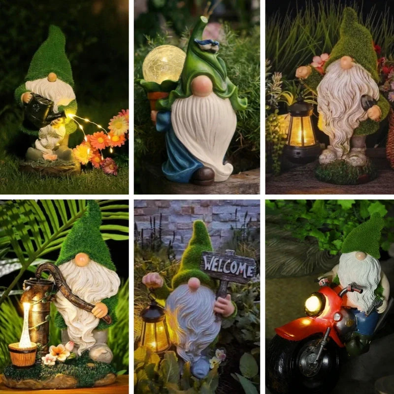 Garden Gnome Solar-Powered Automatic Dusk Sensor Resin