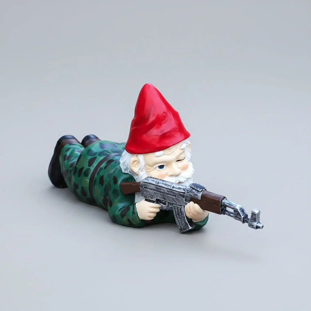 Garden Gnome Tactical Camouflage Painted Resin Weather-Resistant