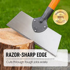 Garden Hoe & Scraper Wide Steel Blade Wooden Handle