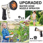 Garden Hose Nozzle Heavy-Duty Metal 9 Spray Patterns