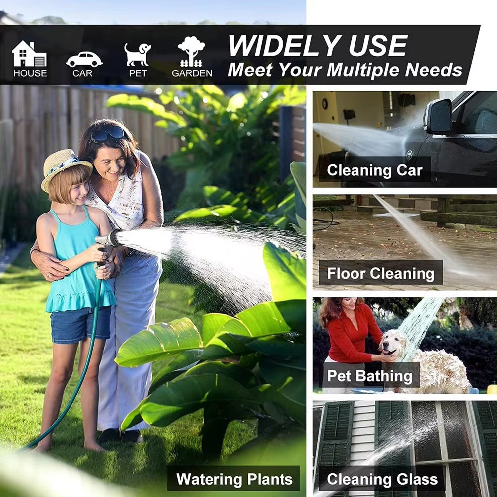 Garden Hose Nozzle Heavy-Duty Metal 9 Spray Patterns