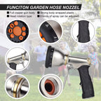 Garden Hose Nozzle Heavy-Duty Metal 9 Spray Patterns