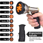 Garden Hose Nozzle Heavy-Duty Metal 9 Spray Patterns