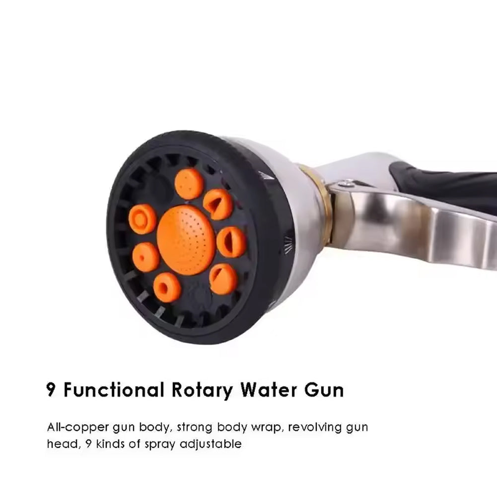 Garden Hose Nozzle Heavy-Duty Metal 9 Spray Patterns