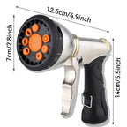 Garden Hose Nozzle Heavy-Duty Metal 9 Spray Patterns