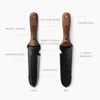 Garden Knife Hollow Stainless Steel Serrated Blade Walnut Handle