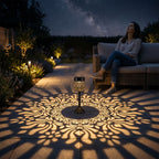 Garden Lamp Solar-Powered Peony-Inspired Metal Weather-Resistant