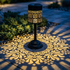 Garden Lamp Solar-Powered Peony-Inspired Metal Weather-Resistant