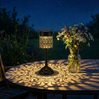 Garden Lamp Solar-Powered Peony-Inspired Metal Weather-Resistant