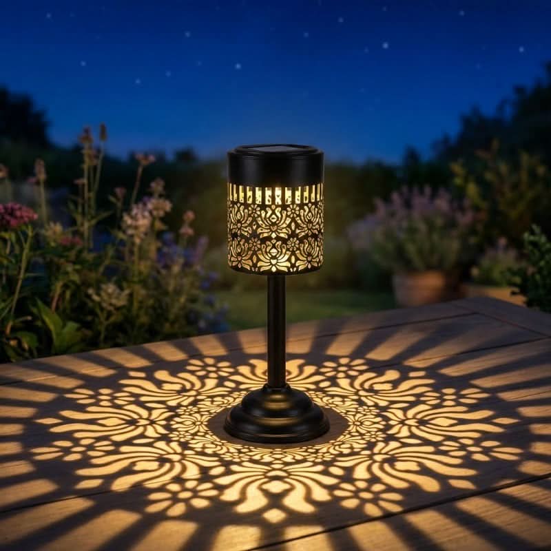 Garden Lamp Solar-Powered Peony-Inspired Metal Weather-Resistant