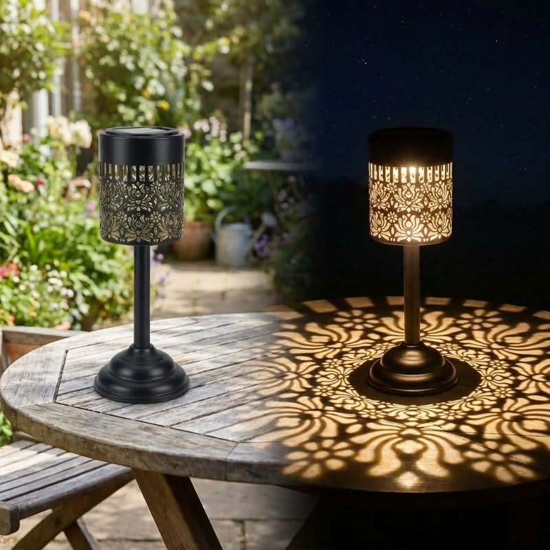 Garden Lamp Solar-Powered Peony-Inspired Metal Weather-Resistant