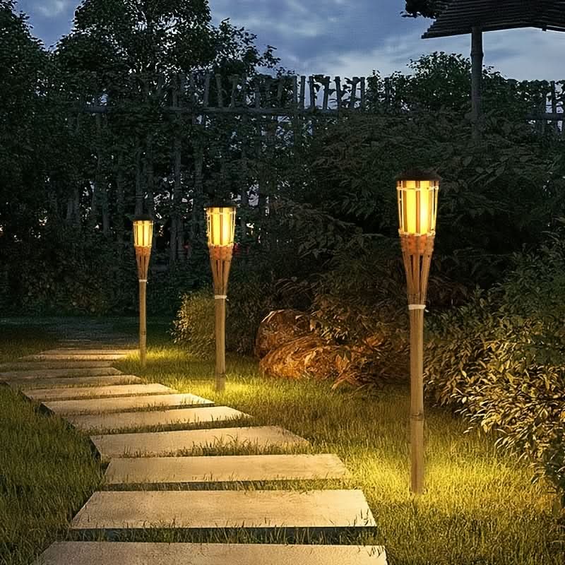 Garden Lights Solar-Powered Bamboo Flickering Flame