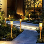 Garden Lights Solar-Powered Bamboo Flickering Flame