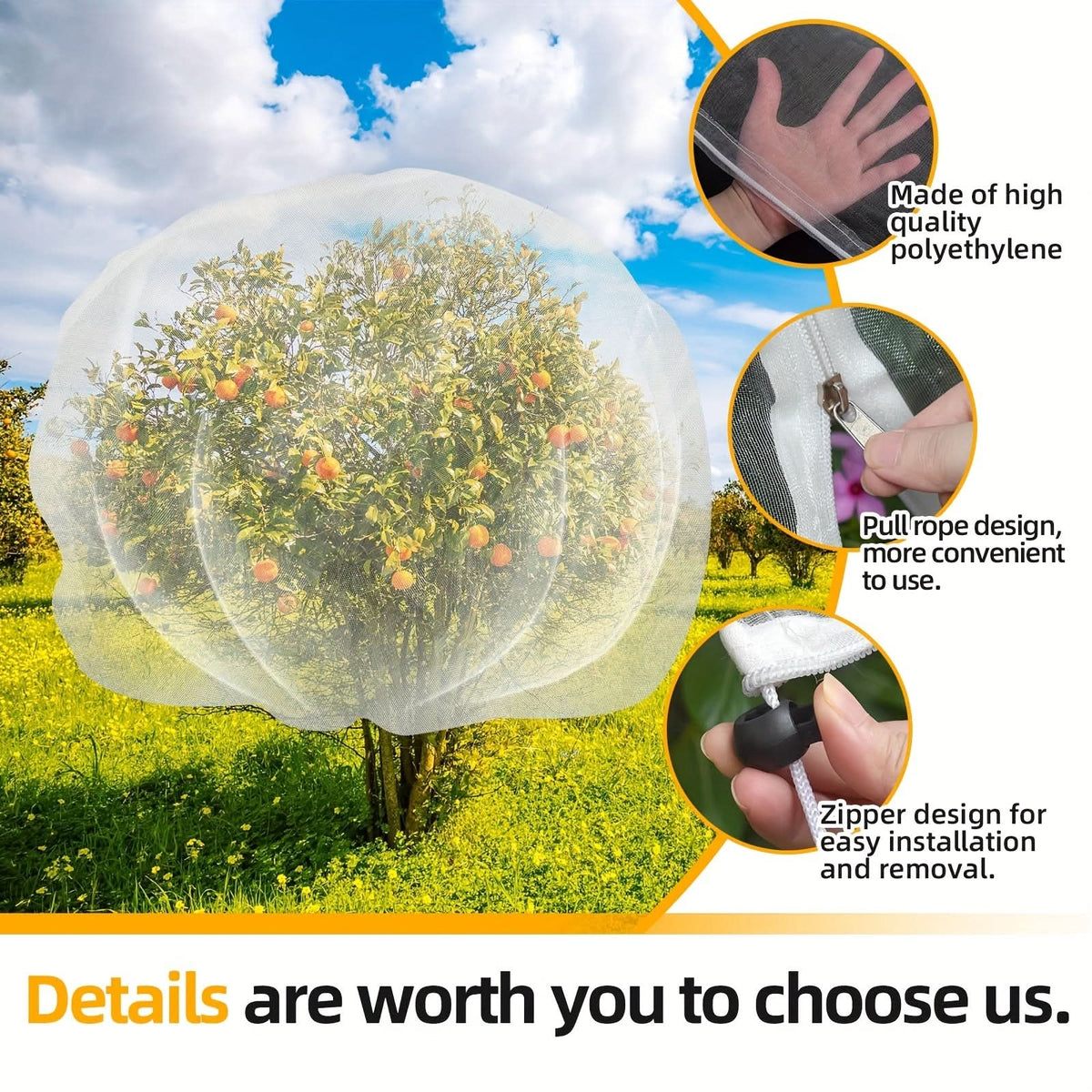 Garden Net Breathable Mesh Drawstring Pest & Bird Protection