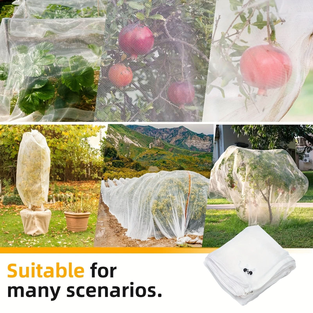 Garden Net Breathable Mesh Drawstring Pest & Bird Protection