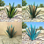 Garden Ornament Agave Design Weather-Resistant Metal & Ground Spike
