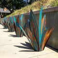 Garden Ornament Agave Design Weather-Resistant Metal & Ground Spike