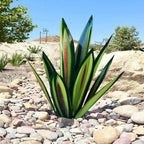 Garden Ornament Agave Design Weather-Resistant Metal & Ground Spike