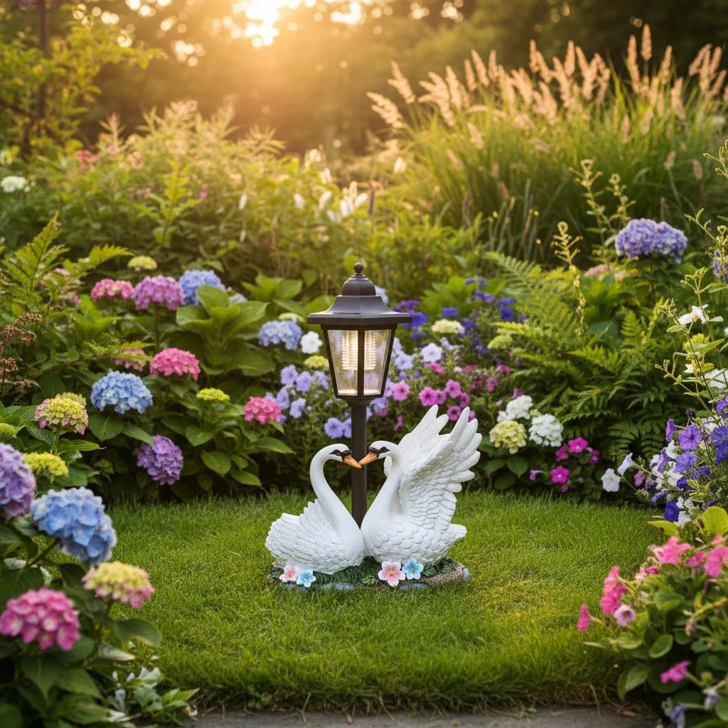 Garden Ornament Solar-Powered Hand-Painted Resin