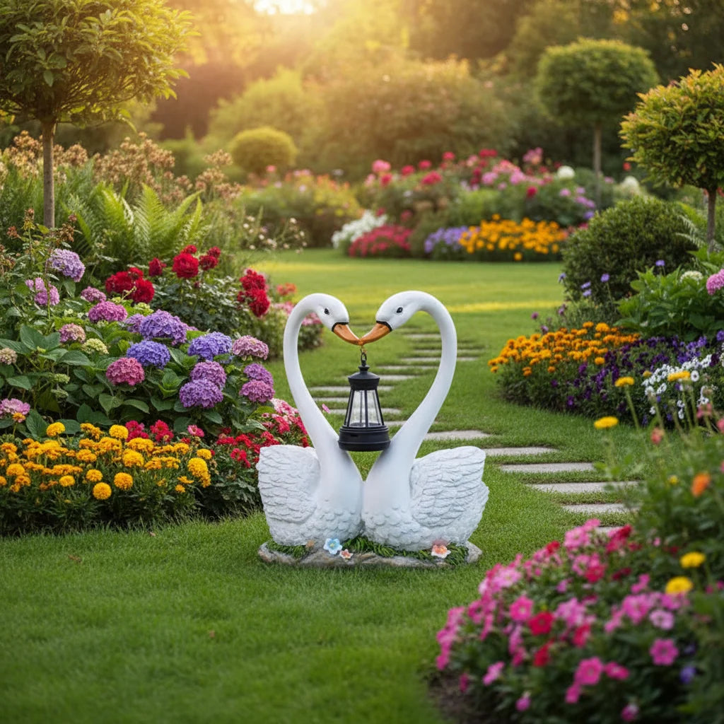 Garden Ornament Solar-Powered Hand-Painted Resin