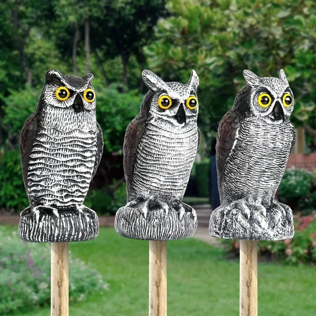Garden Owl Statue Realistic & Weatherproof Bird Deterrent