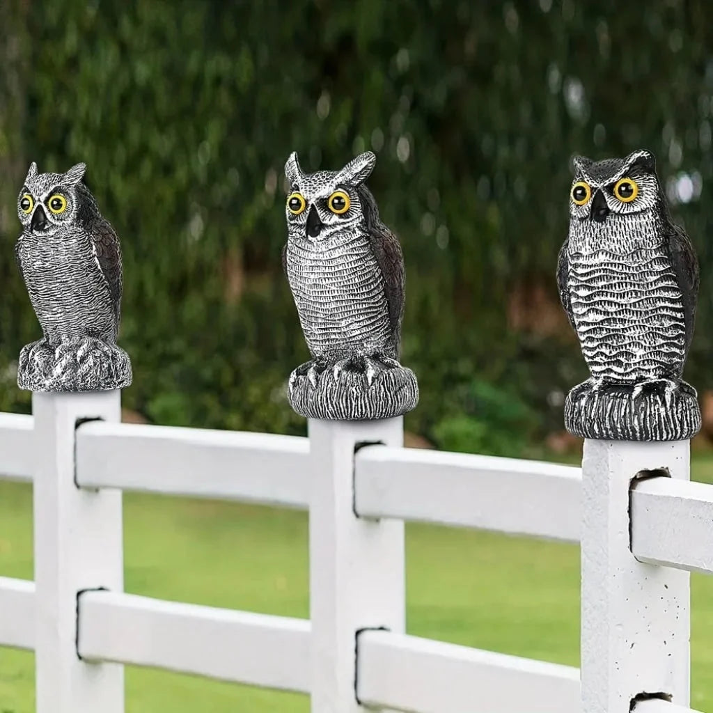Garden Owl Statue Realistic & Weatherproof Bird Deterrent