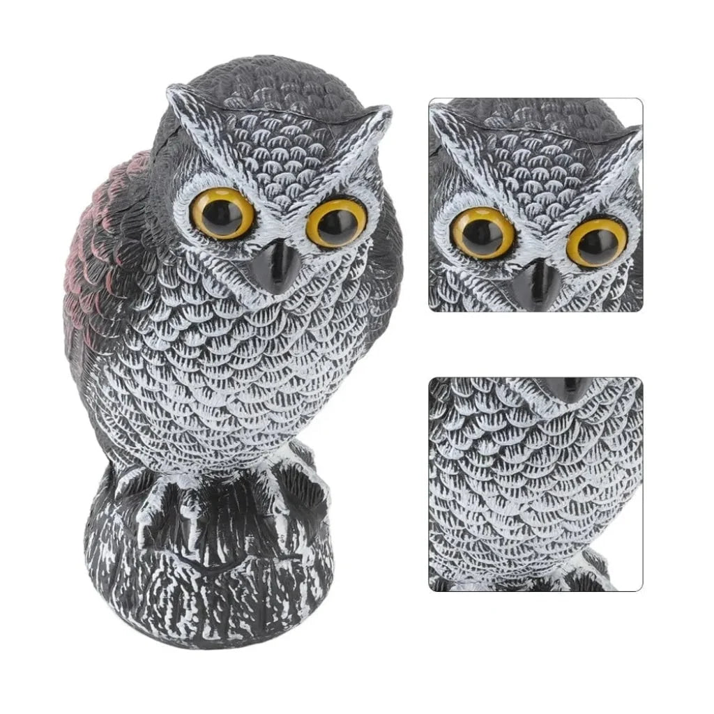 Garden Owl Statue Realistic & Weatherproof Bird Deterrent