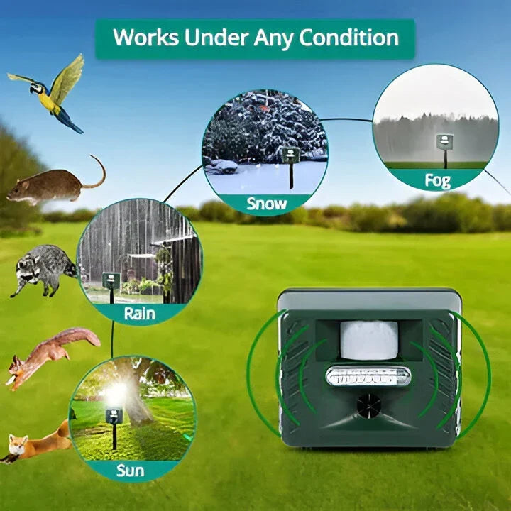 Garden Pest Repeller Motion-Activated Ultrasonic Solar-Powered